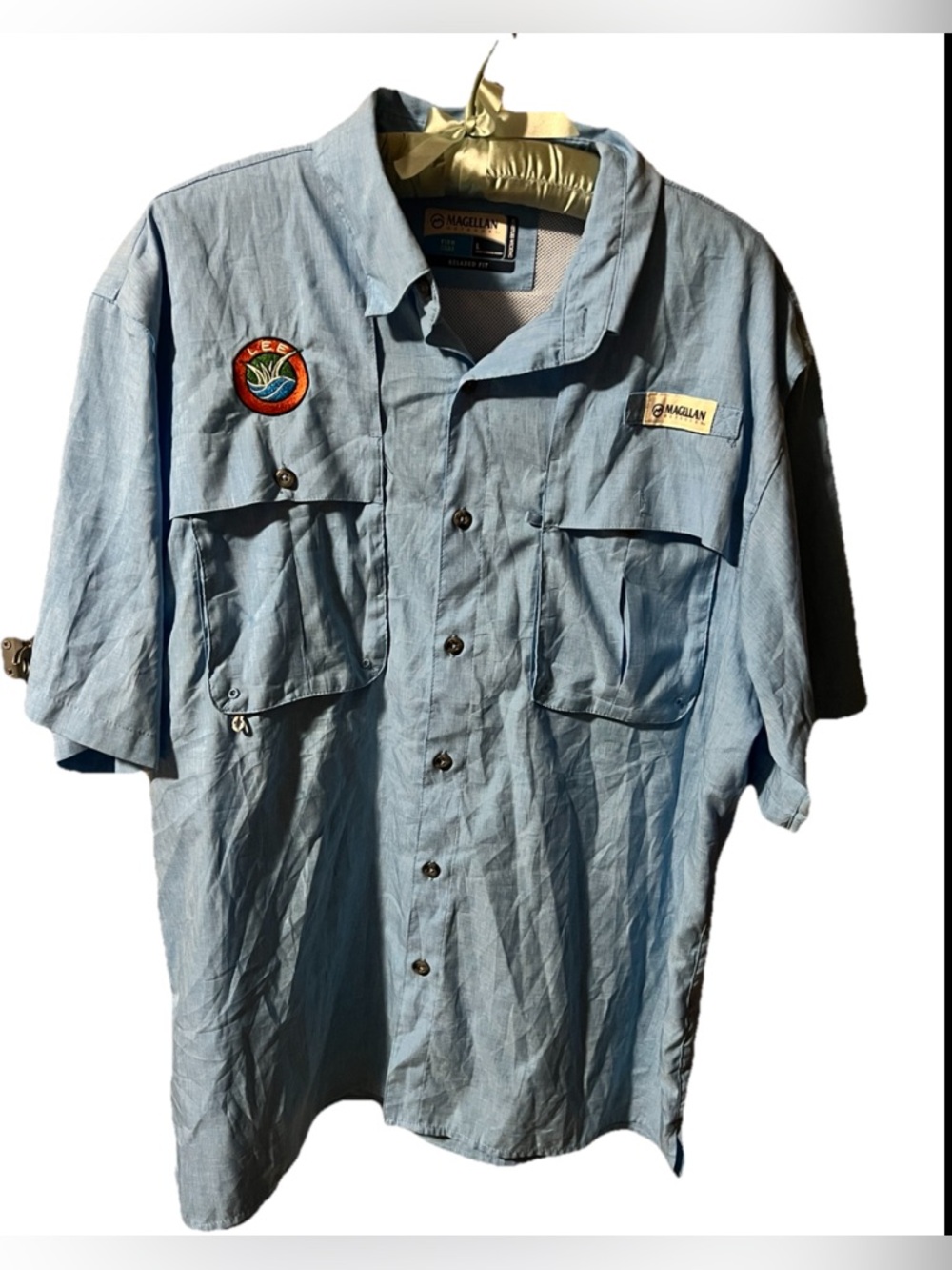 Magellan Outdoors Sky Blue Fishing Shirt with Mesh Lining